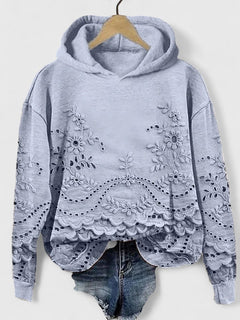 Hazel | Hooded Sweater with Floral Lace Detail