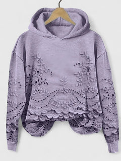 Hazel | Hooded Sweater with Floral Lace Detail