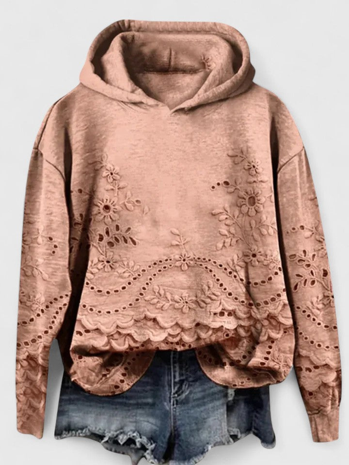 Hazel | Hooded Sweater with Floral Lace Detail