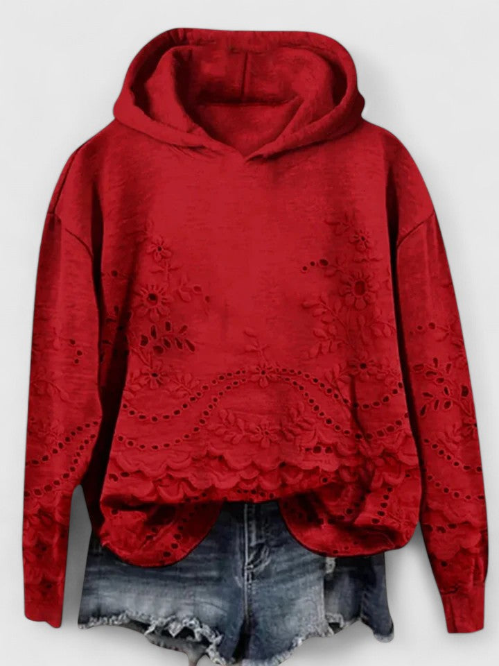 Hazel | Hooded Sweater with Floral Lace Detail