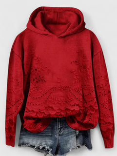 Hazel | Hooded Sweater with Floral Lace Detail