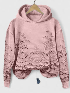 Hazel | Hooded Sweater with Floral Lace Detail