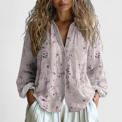 Women’s Leaf-Print Blouse - Comfortable Fit