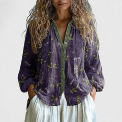 Women’s Leaf-Print Blouse - Comfortable Fit