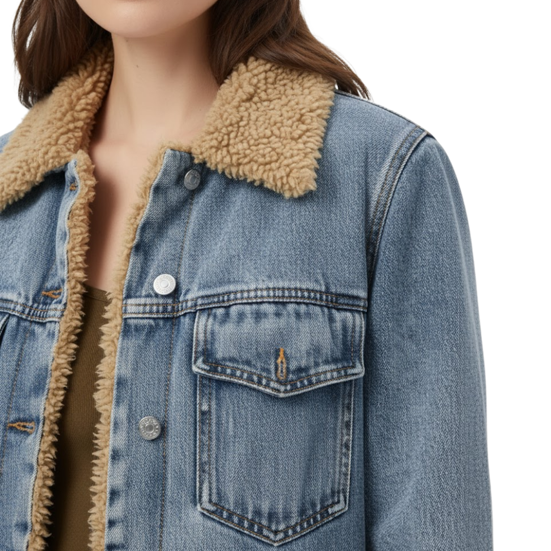 Women’s Long Jean Coat with Soft Collar Button Down Jean Jacket