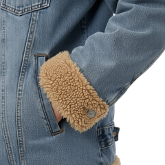 Women’s Long Jean Coat with Soft Collar Button Down Jean Jacket