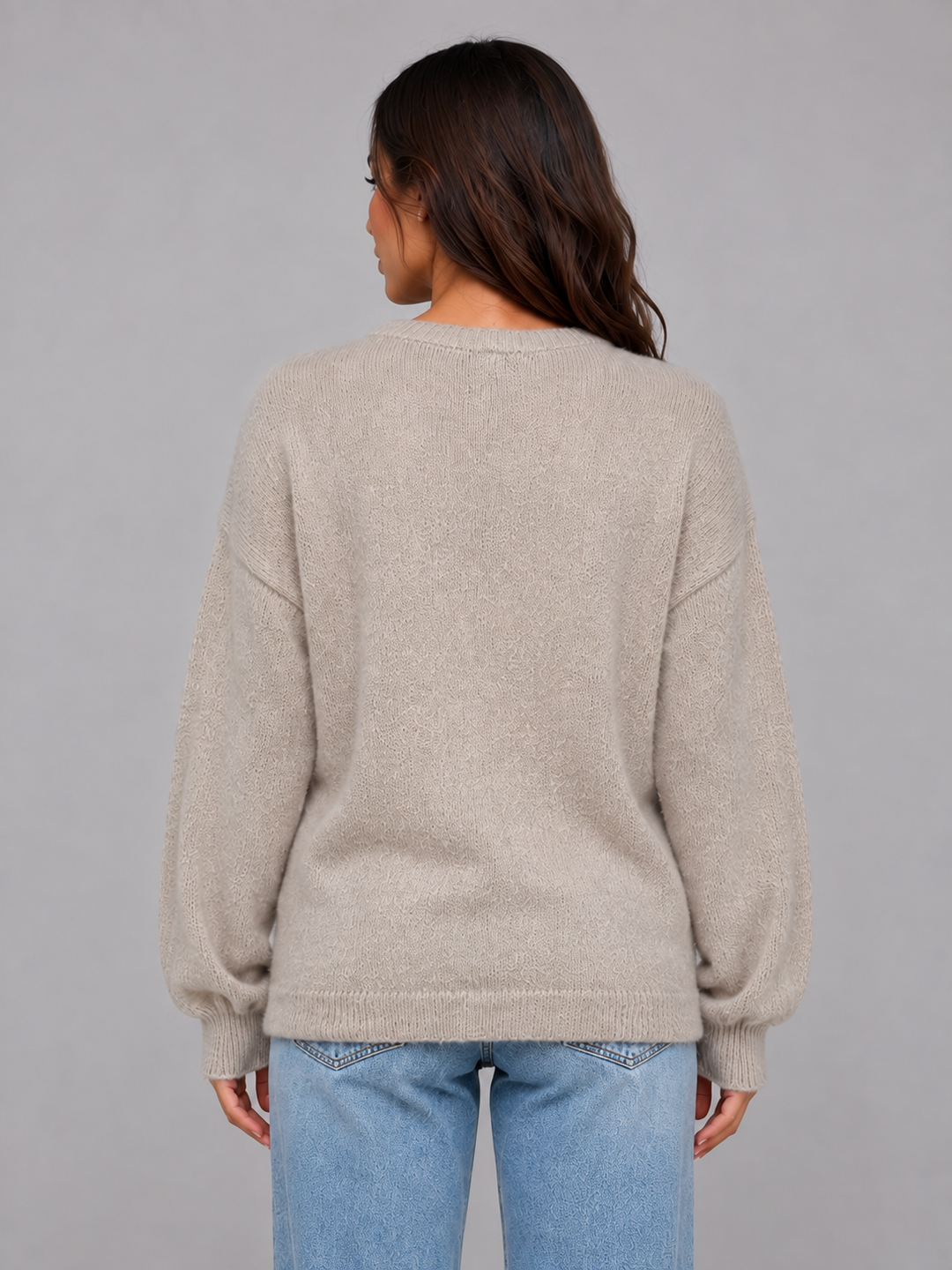Women's Long Sleeve Cardigan with Crew Neck