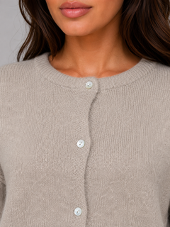 Women's Long Sleeve Cardigan with Crew Neck