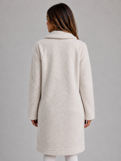Women's Long Teddy Coat with Button Front