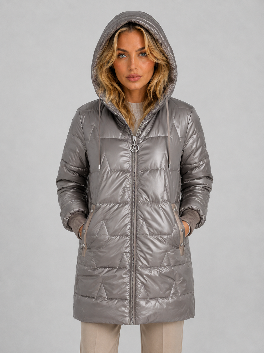 Women's Longline Hooded Puffer with Quilted Finish
