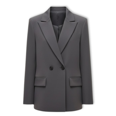 Women's Loose Blazer with Double Breasted Front Office Jacket