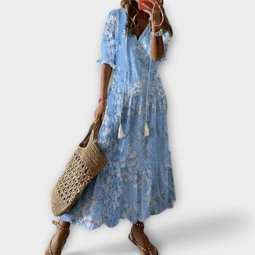 Women’s Maxi Dress - Waist Tie