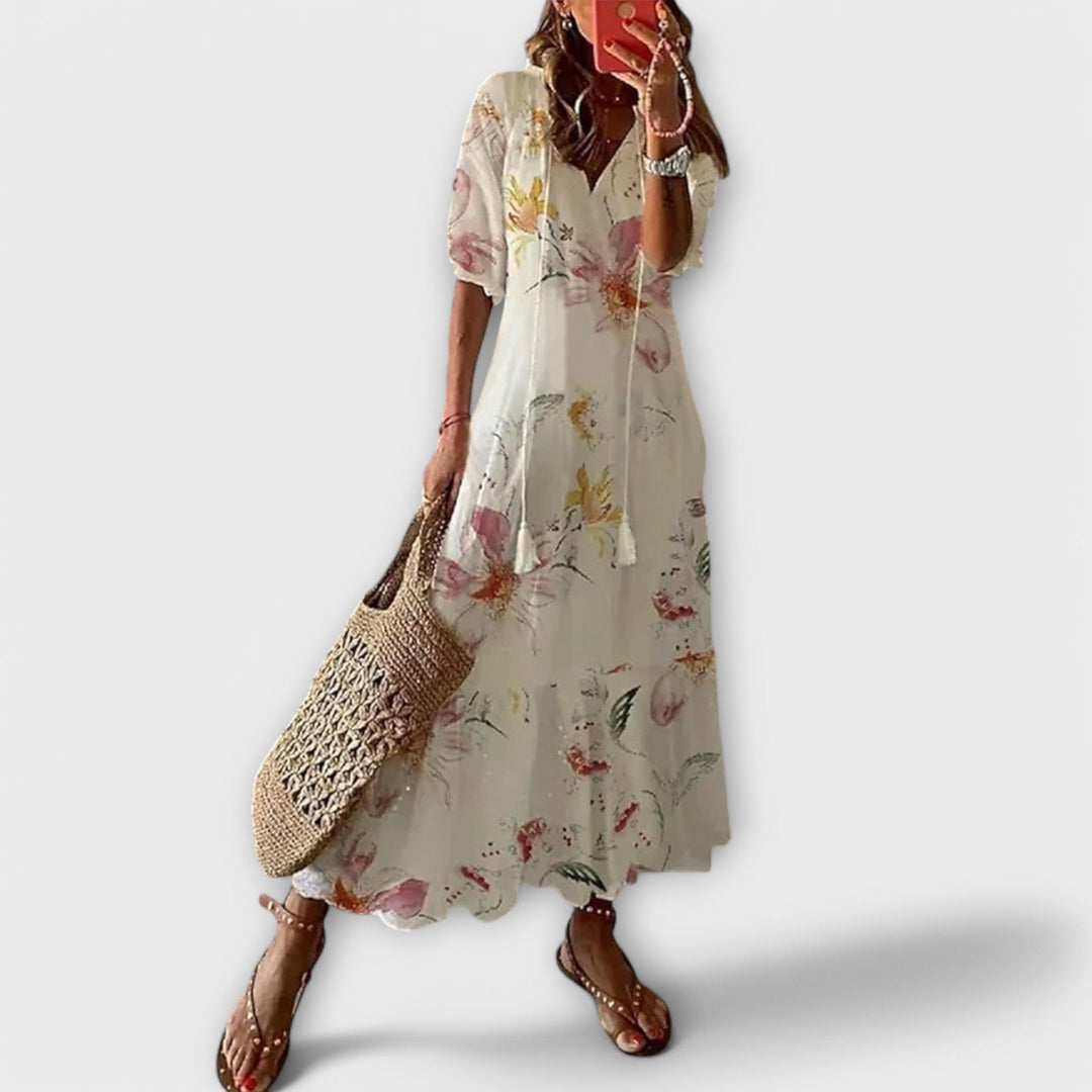 Women’s Maxi Dress - Waist Tie