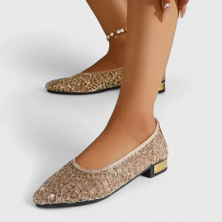 Women's Mesh Lace Flat Shoes – Pointed Toe Ballet Flats