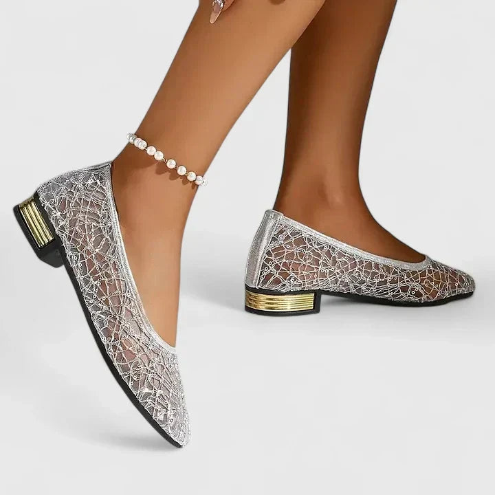 Women's Mesh Lace Flat Shoes – Pointed Toe Ballet Flats