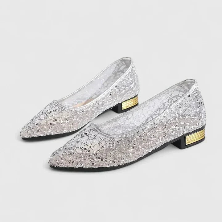Women's Mesh Lace Flat Shoes – Pointed Toe Ballet Flats