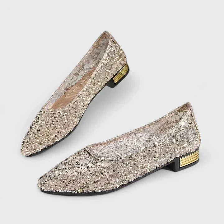 Women's Mesh Lace Flat Shoes – Pointed Toe Ballet Flats