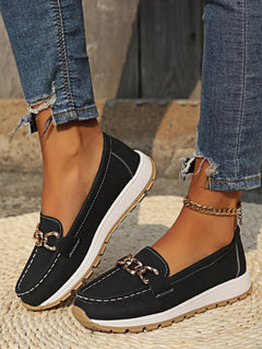 Women’s Non Slip Orthopedic Loafers - Buckle Detailed