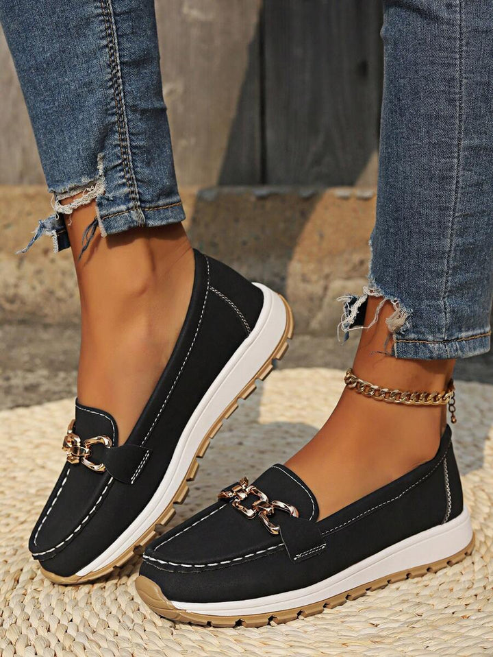 Women’s Non Slip Orthopedic Loafers - Buckle Detailed