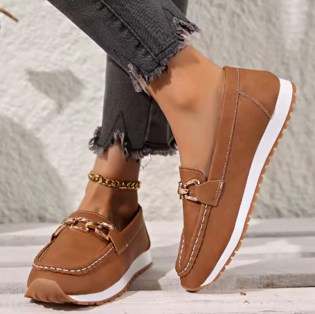 Women’s Non Slip Orthopedic Loafers - Buckle Detailed