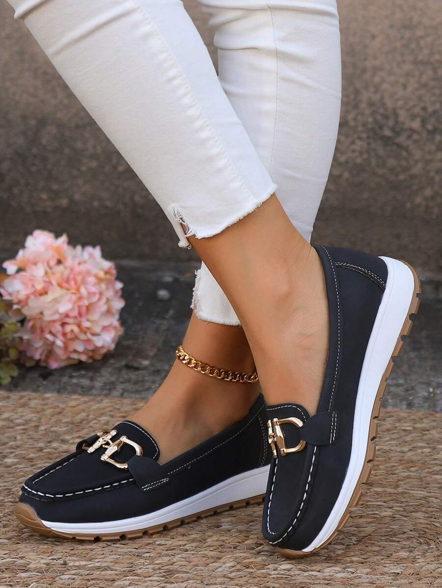 Women’s Non Slip Orthopedic Loafers - Buckle Detailed