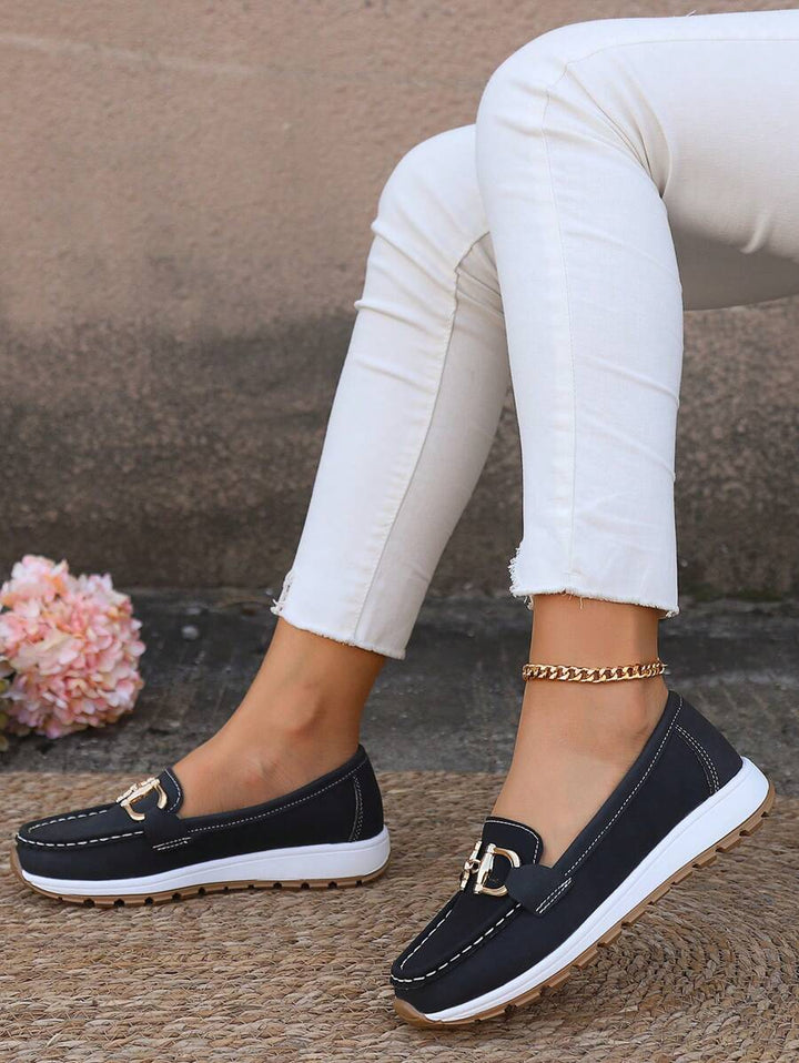 Women’s Non Slip Orthopedic Loafers - Buckle Detailed