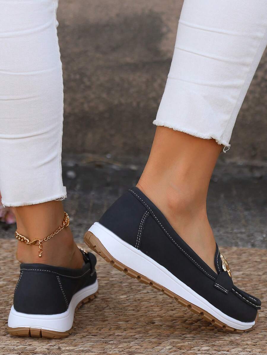 Women’s Non Slip Orthopedic Loafers - Buckle Detailed