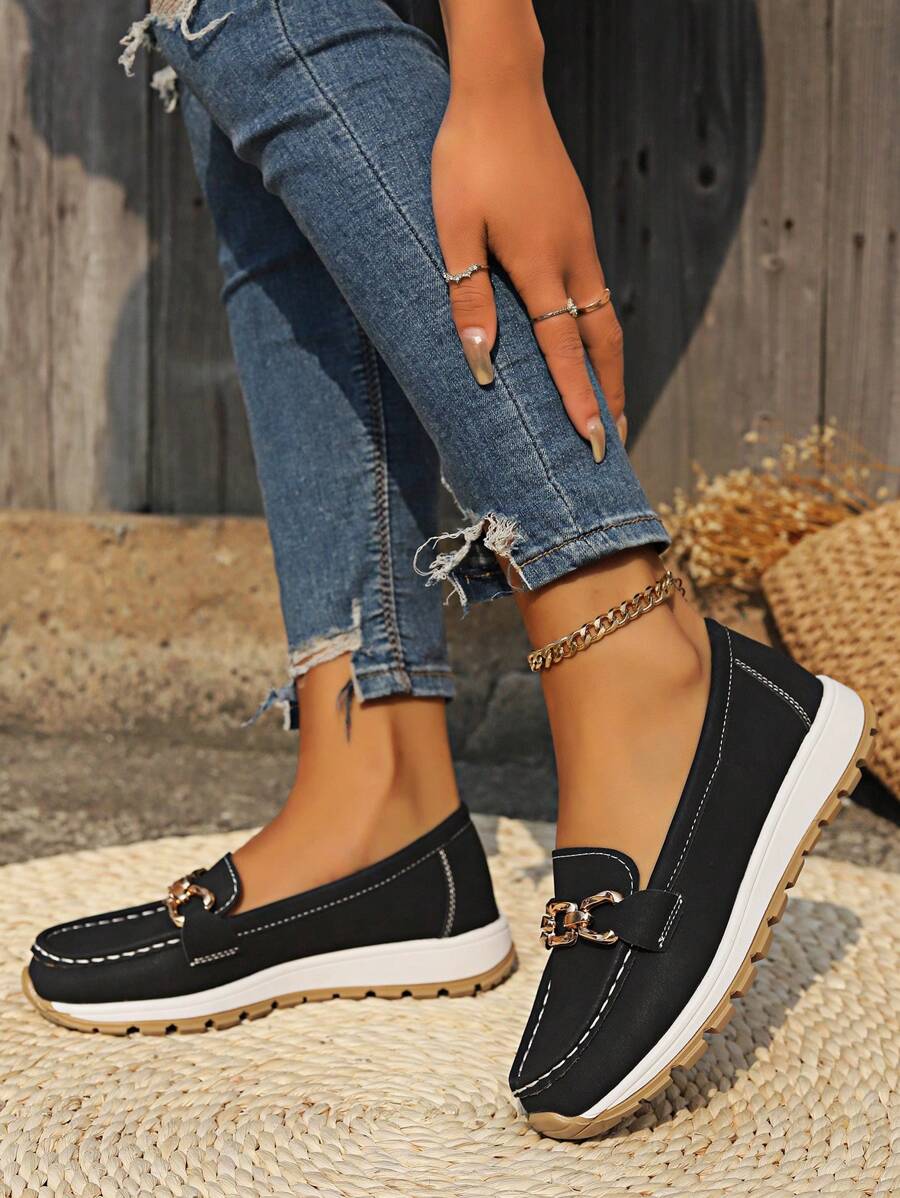 Women’s Non Slip Orthopedic Loafers - Buckle Detailed