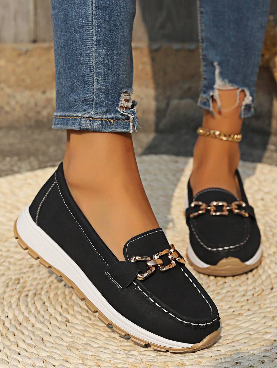 Women’s Non Slip Orthopedic Loafers - Buckle Detailed