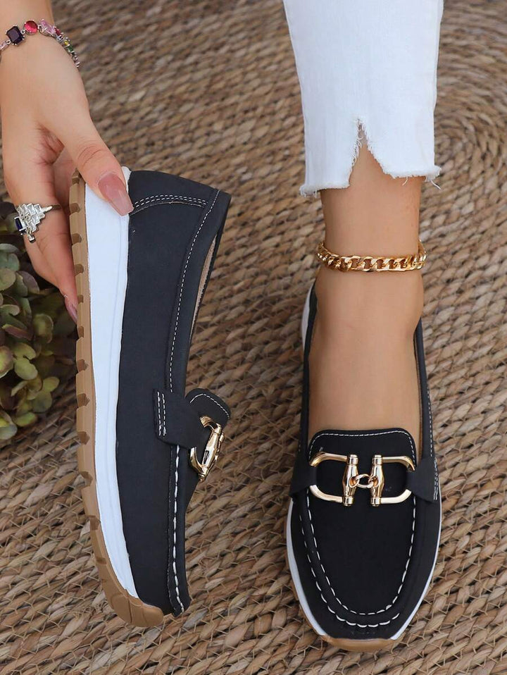 Women’s Non Slip Orthopedic Loafers - Buckle Detailed