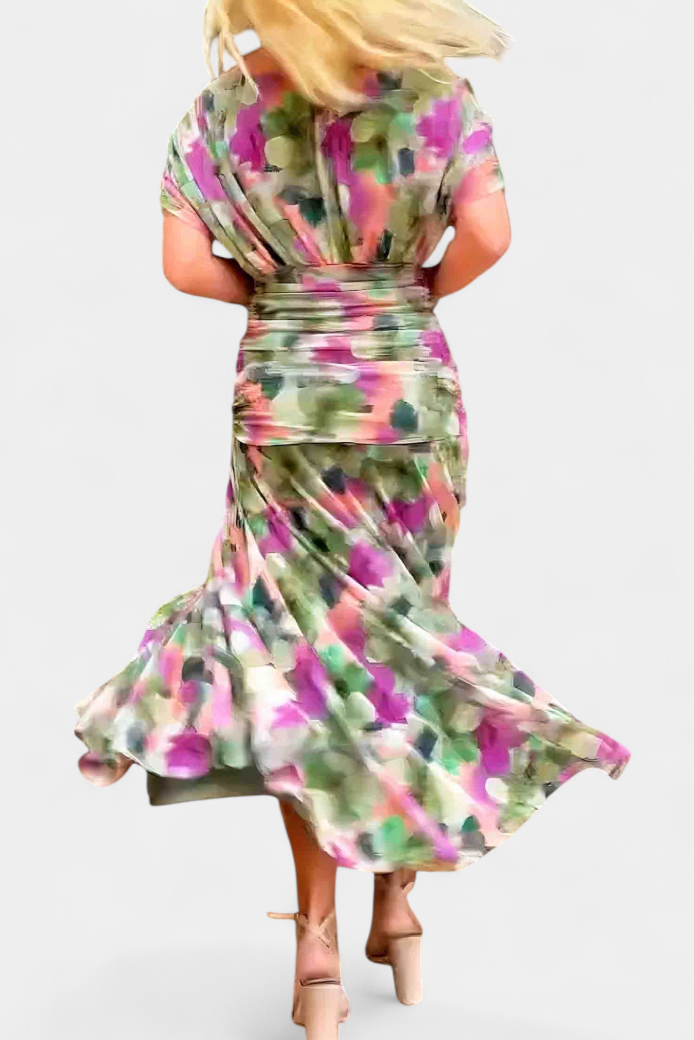 Women’s Off-Shoulder Dress with Pleated Waist