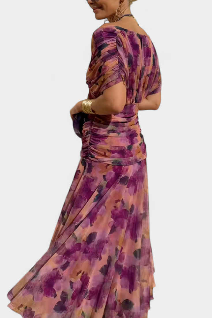 Women’s Off-Shoulder Dress with Pleated Waist