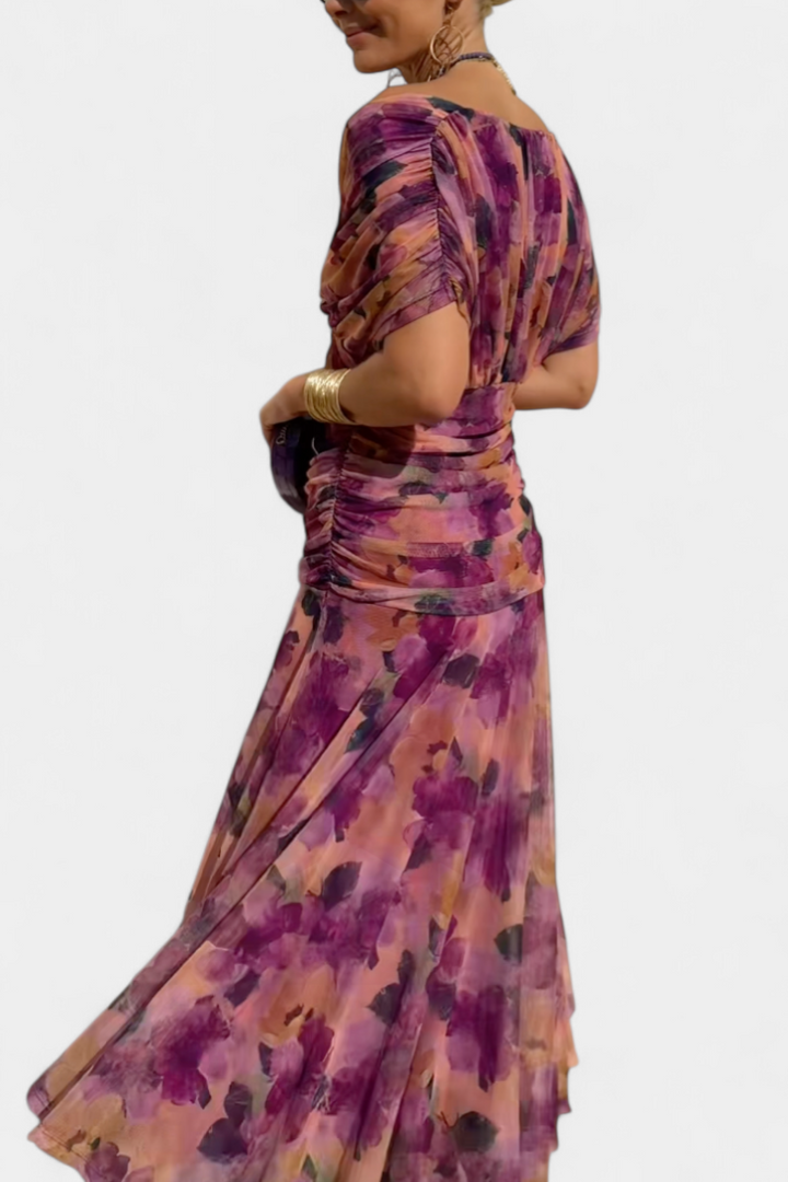 Women’s Off-Shoulder Dress with Pleated Waist