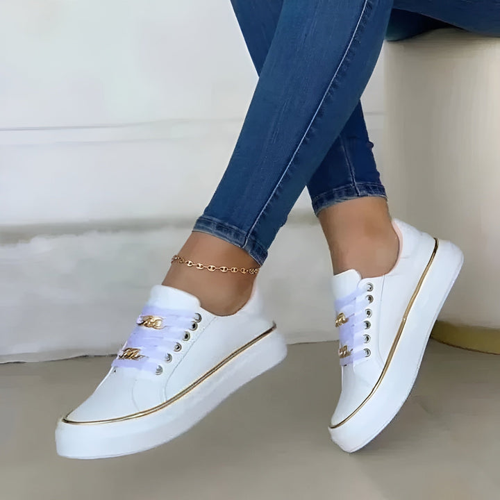 Women’s Orthopedic Sneakers with Golden Accents