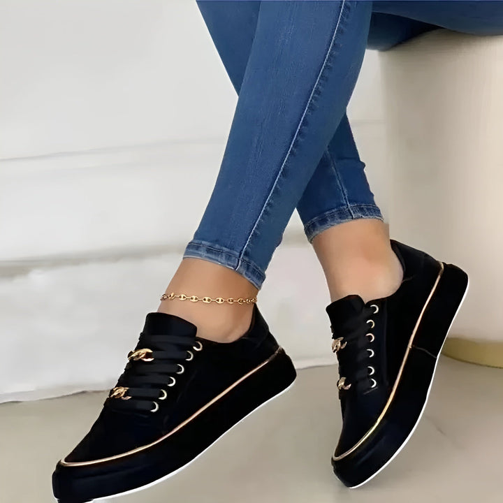 Women’s Orthopedic Sneakers with Golden Accents