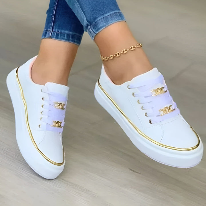 Women’s Orthopedic Sneakers with Golden Accents