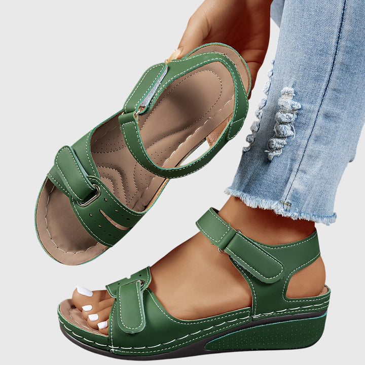 Women's Orthopedic Wedge Sandals - Adjustable Hook and Loop Comfort Walking Shoes
