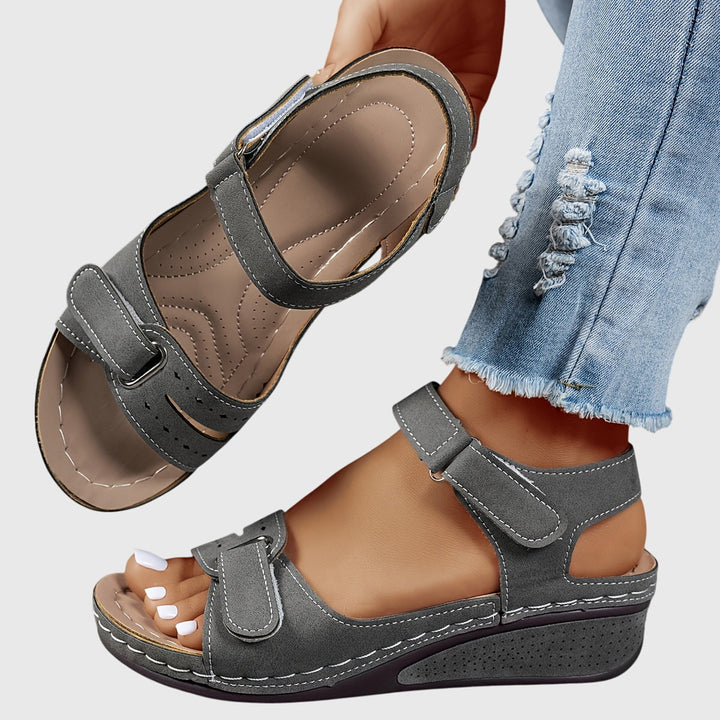 Women's Orthopedic Wedge Sandals - Adjustable Hook and Loop Comfort Walking Shoes