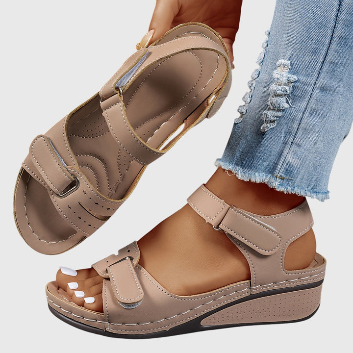 Women's Orthopedic Wedge Sandals - Adjustable Hook and Loop Comfort Walking Shoes