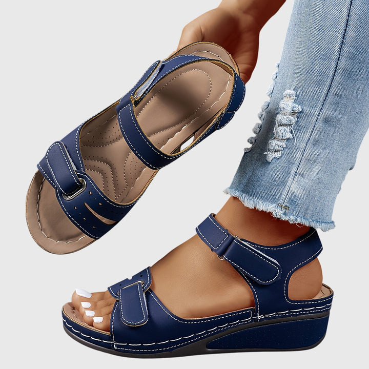 Women's Orthopedic Wedge Sandals - Adjustable Hook and Loop Comfort Walking Shoes