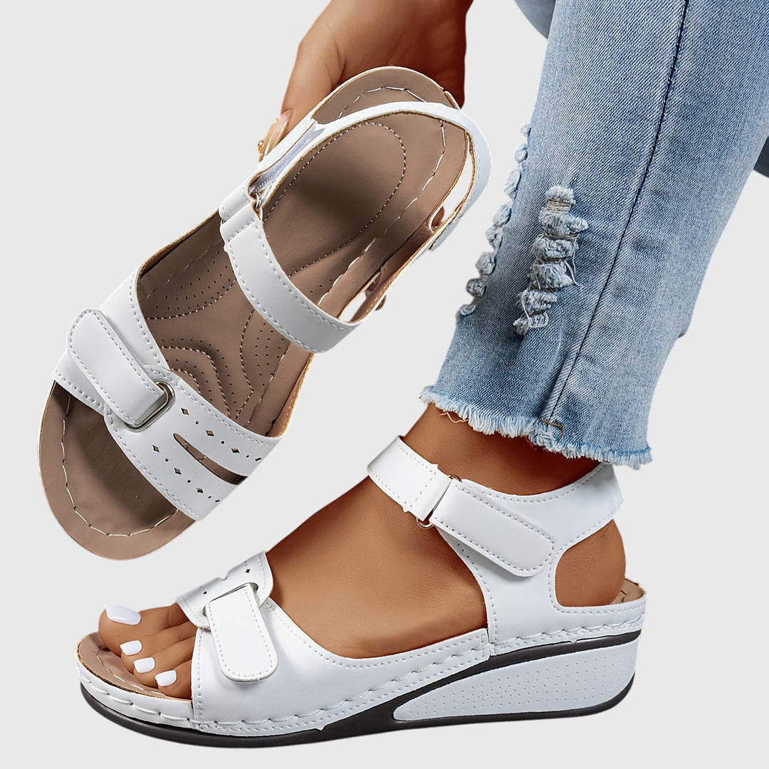 Women's Orthopedic Wedge Sandals - Adjustable Hook and Loop Comfort Walking Shoes