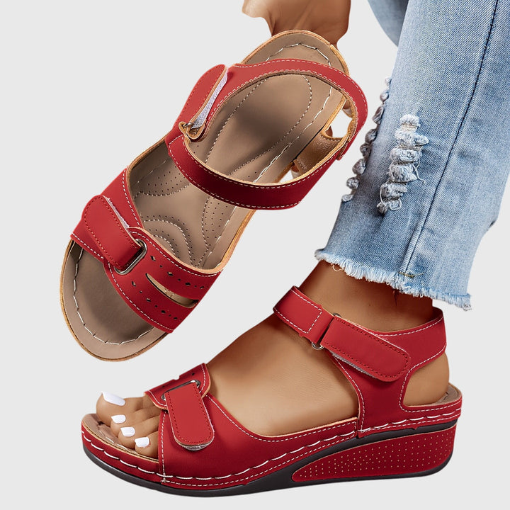 Women's Orthopedic Wedge Sandals - Adjustable Hook and Loop Comfort Walking Shoes