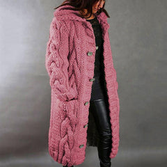 Women’s Oversized Cable Knit Coat with Hood
