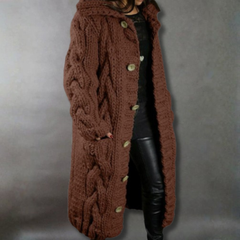 Women’s Oversized Cable Knit Coat with Hood