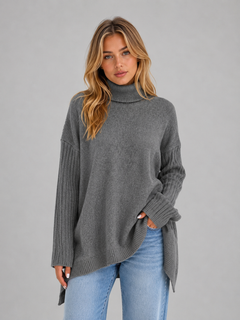 Women’s Oversized Jumper with Roll Neck Ribbing