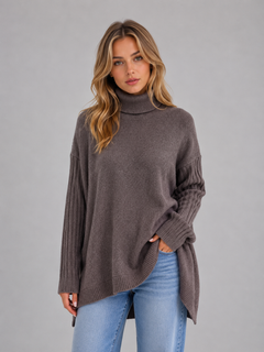 Women’s Oversized Jumper with Roll Neck Ribbing
