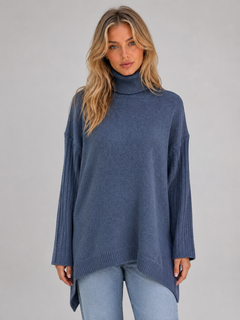 Women’s Oversized Jumper with Roll Neck Ribbing