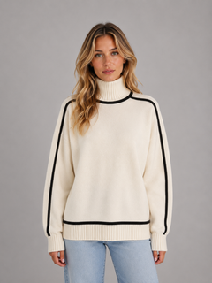Women's Oversized Jumper with Roll Neck Trim