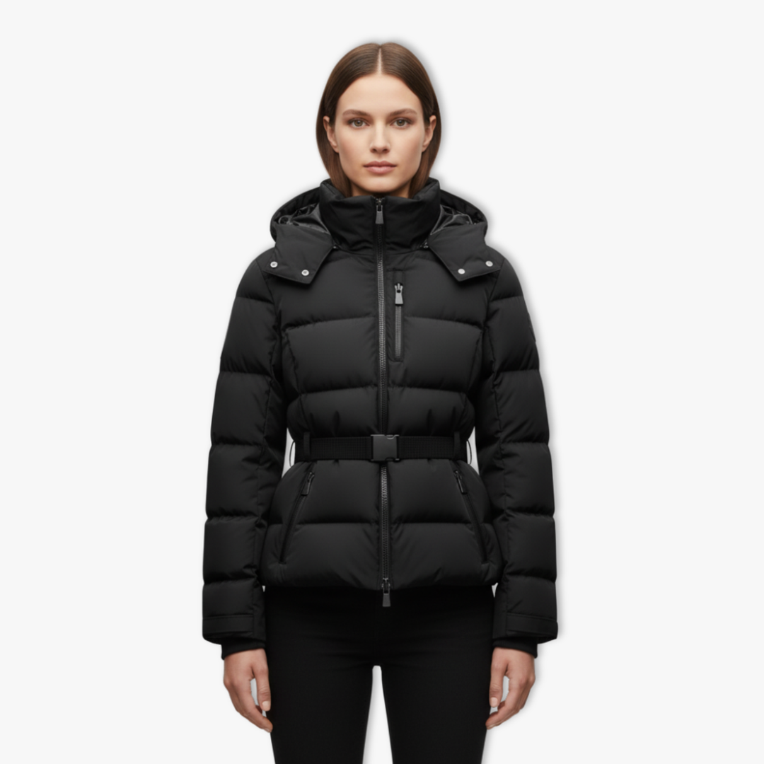 Isla | Hooded Puffer Coat with Belted Waist