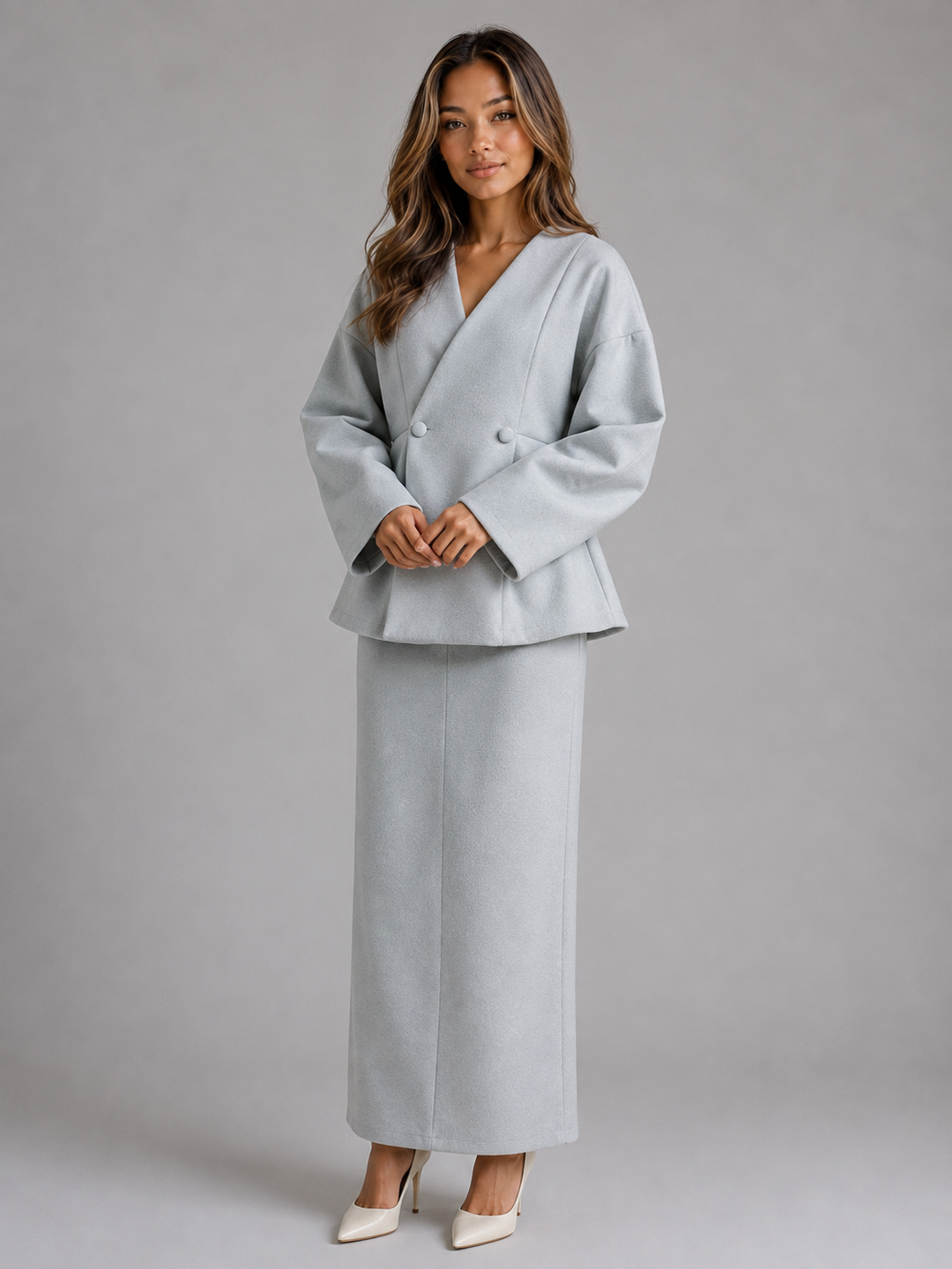 Women’s Peplum Jacket with Maxi Skirt